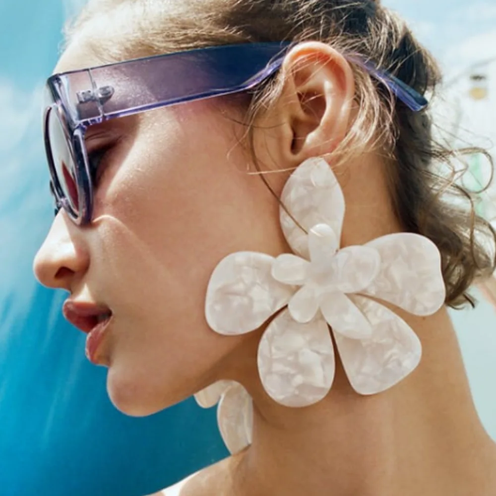 

Za Woman Exaggerated Multi-color Crylic Flower Earrings Wholesale