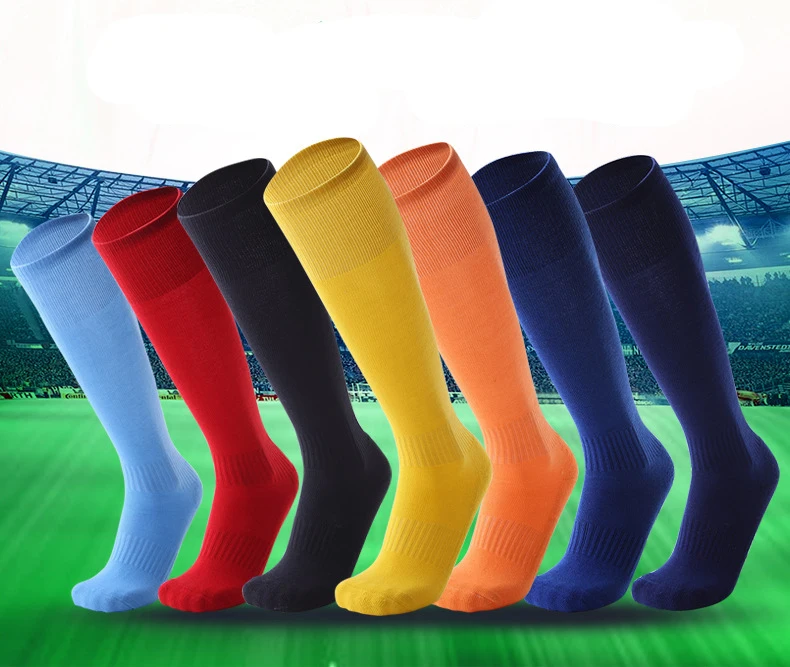 Solid Color Soccer Socks Towel Bottom Cushion Socks Outdoor Sports Socks men's Long Socks Outdoor Real Soccer Socks Media Futbol