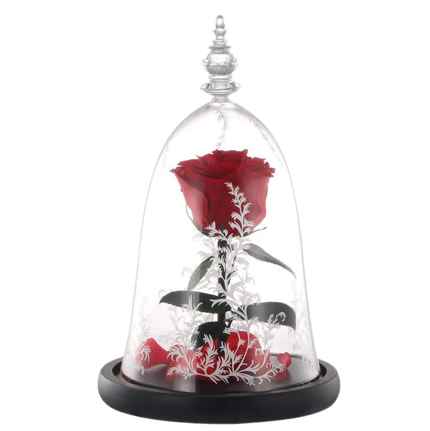 

Роза долговечная сохраненный цветок в стеклянном куполе со светодиодной подсветкой для Дня святого Валентина, Дня матери, дня рождения, жен...