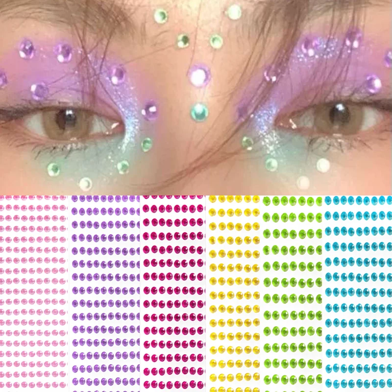 

437Pcs 12 Colors Party Festival Decoration Face Body Colored Diamonds Jewels Stickers Self Adhesive Eye Shadow Diamond Makeup