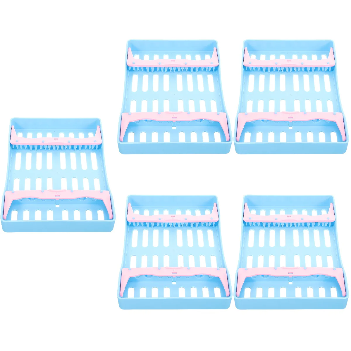 

5 Count Plastic Stand Instrument Box Devices Organizer Optional 21.5x14.5cm Racks Oral Boxes