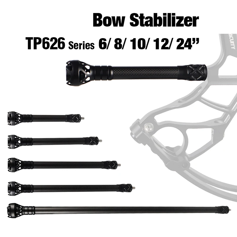 

TP626 Compound Bow Stabilizer 6"/8"/10"/12"/24" Archery Hunting Shock Bar 3K Carbon CNC Machining Adjustable Weight