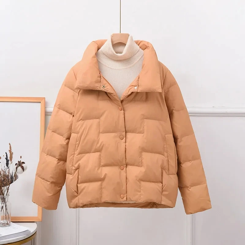 Parkas Women 2022 Autumn Winter New Stand-up Collar Light Loose All-match Down Jacket Female Casual Short White Duck Down Coat