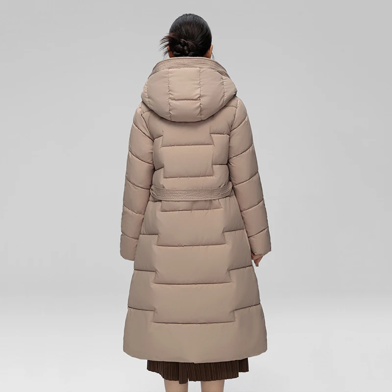 Новое Элегантное темпераментное пуховое пальто из хлопка Женская Длинная зимняя