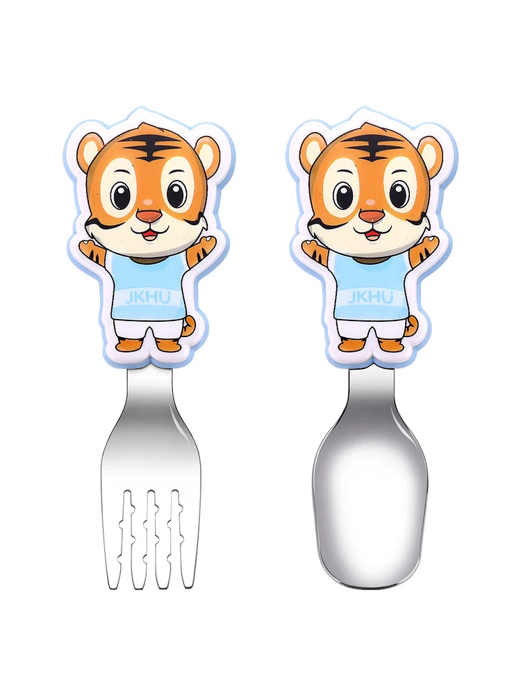 

304 Stainless Steel Cartoon Spoon Fork Child Cutlery Baby Complementary Food Spoon Training Fork Spoon Gift Pack