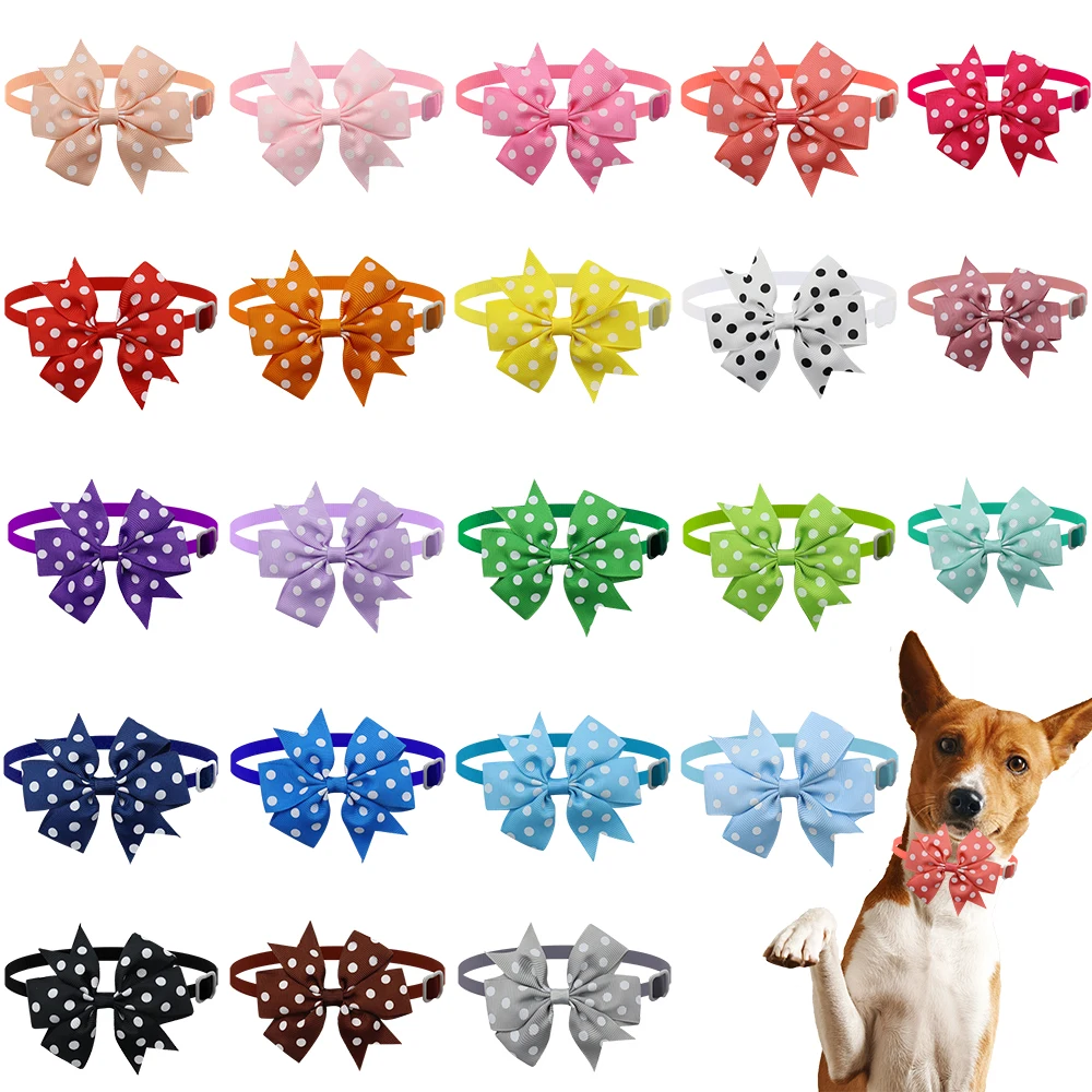 

30/50 Pcs Puppy Dog Cat Grooming Collar Accessories Classic Dots Bowknot for Small Dogs Bow Ties Necktie Pet Supplies Dog Bows