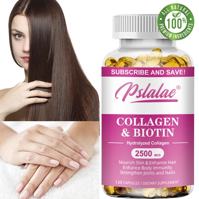 

Collagen Capsules with Biotin, Hair Health, Beautiful Skin & Nails Support, Gluten Free, Dietary Supplement