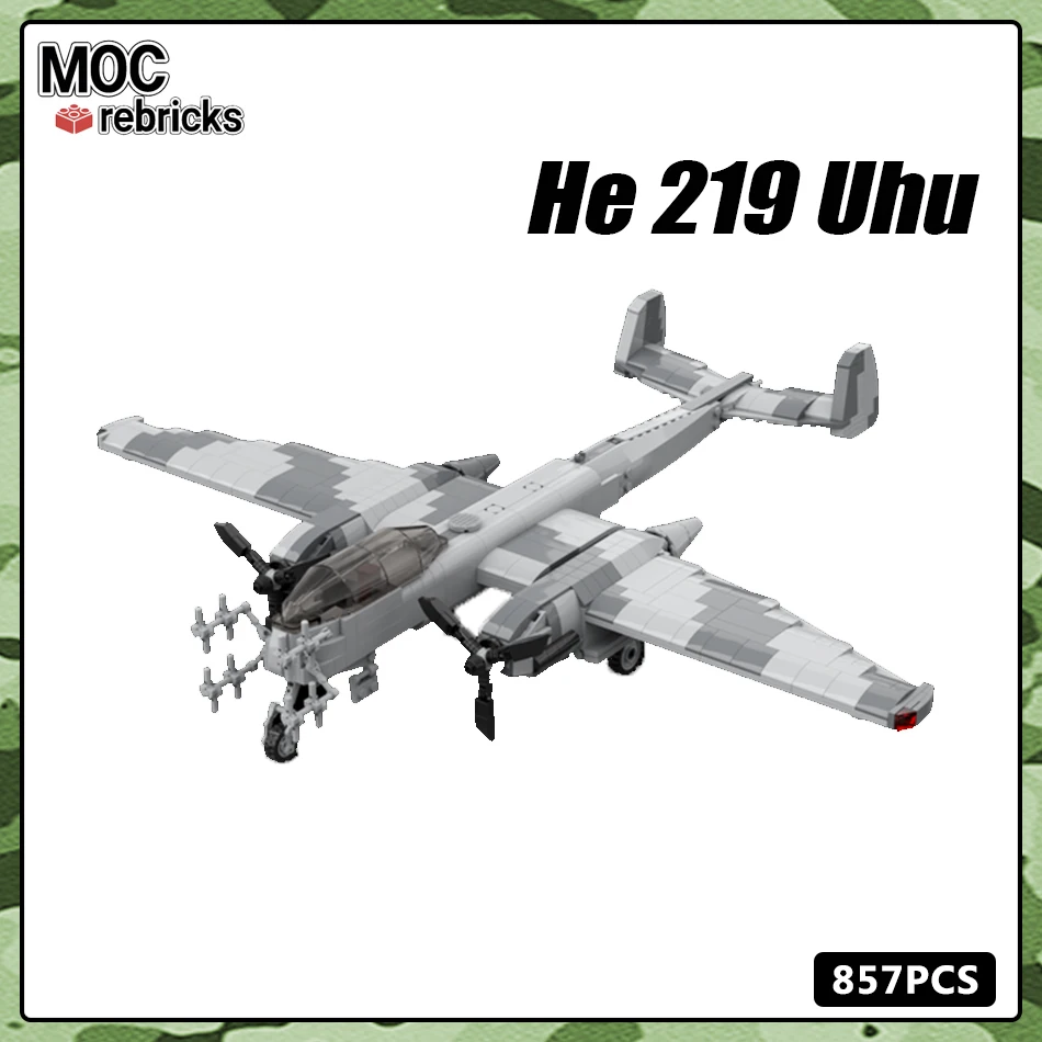 

Вторая мировая война, Военная серия, Германия, ВВС Heinkel HE 219, уху, Ночной истребитель MOC, строительный блок, самолет, оружие, модель, кирпичи, игрушки