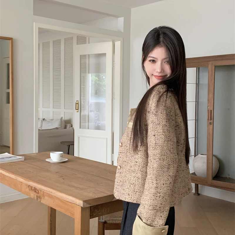 Винтажный женский плащ с цветными блоками круглый вырез короткая куртка