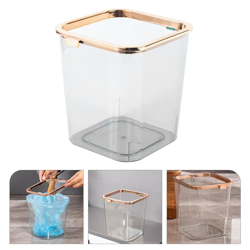 

Clear Trash Can Rubbish Retro Container Waste Basket Office Small Plastic Wastebasket Garbage Bin Outdoor Trashcan Bedroom