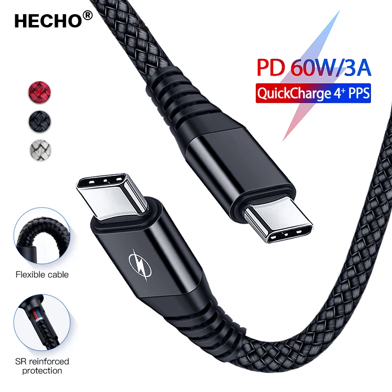 

USB C TO USB Type C For Samsung S20 PD 60W Cable For HuaWei P40 P30 For Xiaomi Mi 11 Quick Charge 4.0 USB-C Fast USB Charge Cord