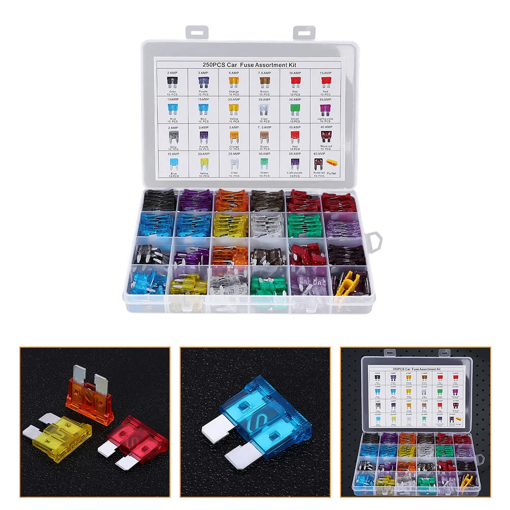 

250Pcs Car Auto Fuse Assortment Kit Standard Small and Medium Replacement Fuse