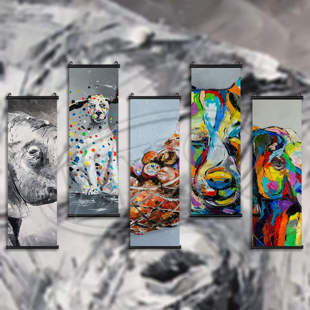 

Pints Animals Poster Canvas Elephant Painting Bird Hanging Scrolls Dog Picture Classic Mural Boy Bedroom Kids Gift Home Decor