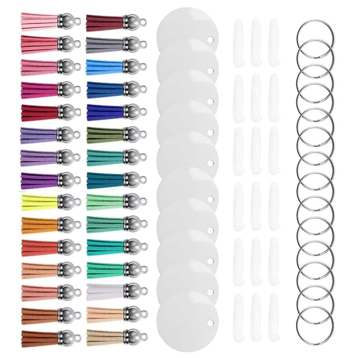 

50 комплектов пустых брелоков для ключей с сублимацией, Набор декоративных этикеток с 2-дюймовыми заготовками для брелоков с теплопередачей