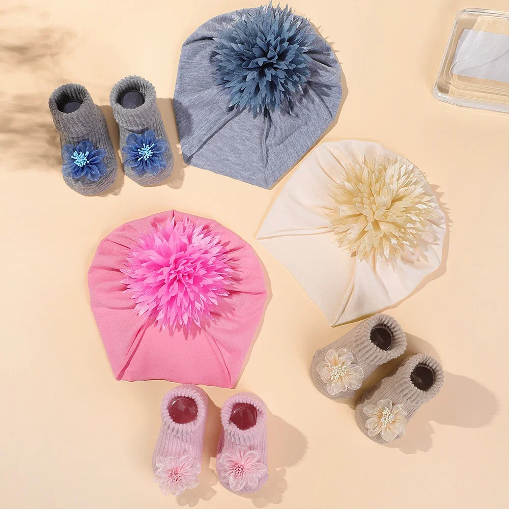 От 0 до 3 лет детский однотонный вязаный платок с цветочным принтом носки