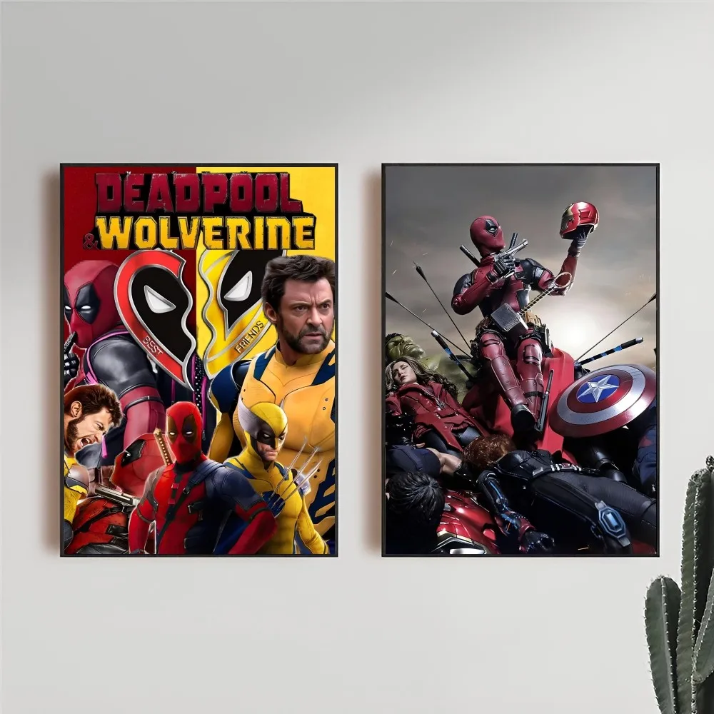 Anime D-Deadpool-and W-Wolverine Poster Self-adhesive Art Waterproof Paper Sticker Coffee House Bar Room Wall Decor
