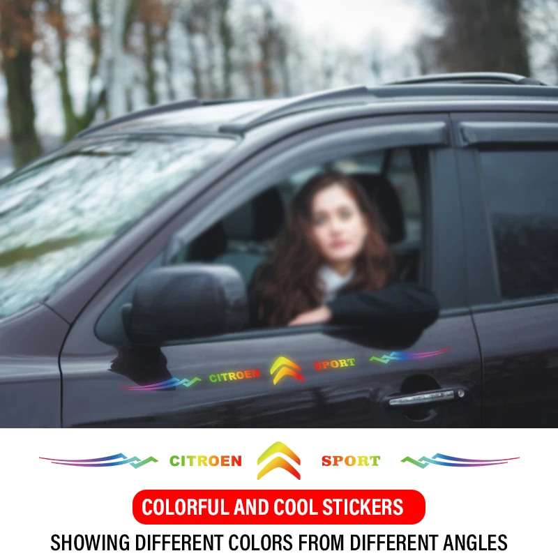 

3 цвета, Логотип Citroen, автомобильная наклейка, лазерный корпус, боковая дверь, окно, наклейки, декоративные аксессуары для Citroen C4 C5 C6 C8 C2 DS3 DS4 DS5