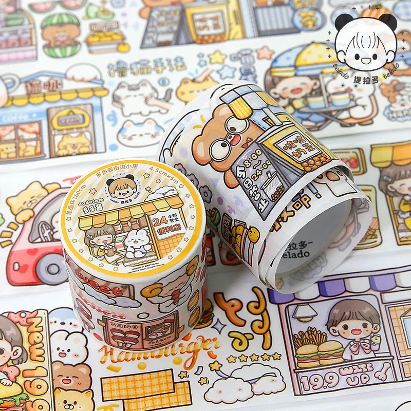 

4.5cm*5m Cute Girl Street Shop Decorative Adhesive tapes paper cartoon diary Washi Tape Scrapbooking Sticker Label Stationery