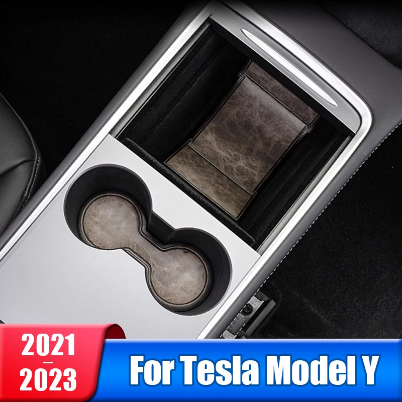 

Нескользящий коврик для чашки Tesla Model Y 2021 2022 2023, кожаные прокладки для слотов для ворот, автомобильные наклейки для дверей, аксессуары для ин...