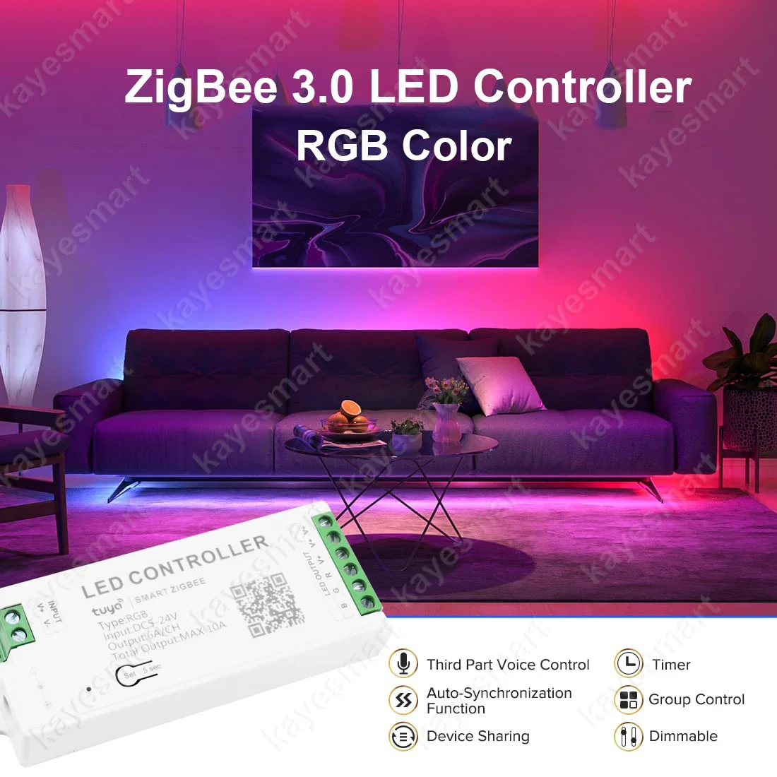 

Светодиодный контроллер Zigbee 3.0 для одноцветной светодиодной ленты CCT RGB RGBW RGBCCT DC 5 В-24 В Tuya Gateway SmartThings Hub Голосовое управление