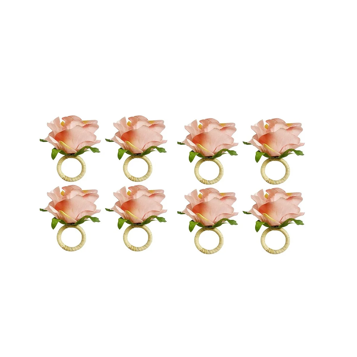 

8Pcs Rose Flower Napkin Rings, Crafts Vine Design Napkin Holder Rings Table Decorations for Wedding, Valentine's,Banquet