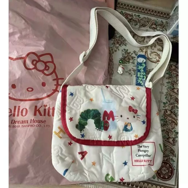 Sanrio Hello Kitty Cute Bag Y2k Kawaii Anime Embroidery Versatile Tote Shoulder Bag Armpit Women's Bag Girl Female Makeup Bag