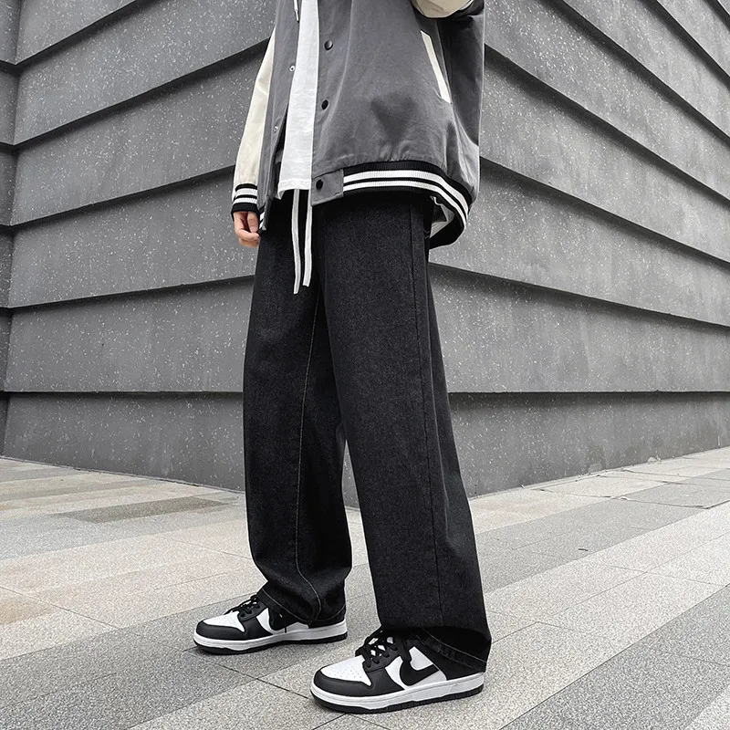 Men's Black Jeans Brand 2022 New Spring Hip Hop Streetwear Korean Wide Leg Jeans Men Pants Fashion Y2K Straight Casual Jeans Men
