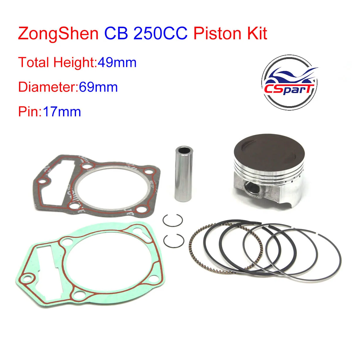 CB250 69 мм 17 поршневые кольца Комплект прокладок 250CC 169FMM ZongShen Shineray Kaya XMoto детали для