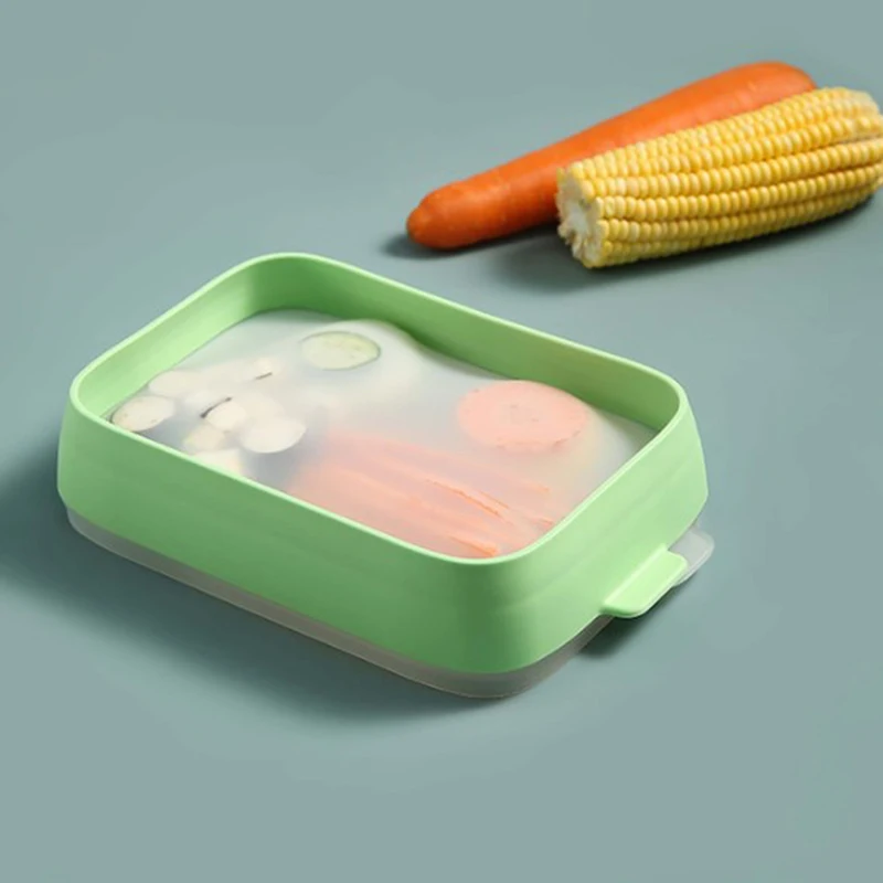 

New Silicone Film Fresh-keeping Box Vegetable Household Can Be Frozen Microwave Heating Rectangular Refrigerator Storage Box