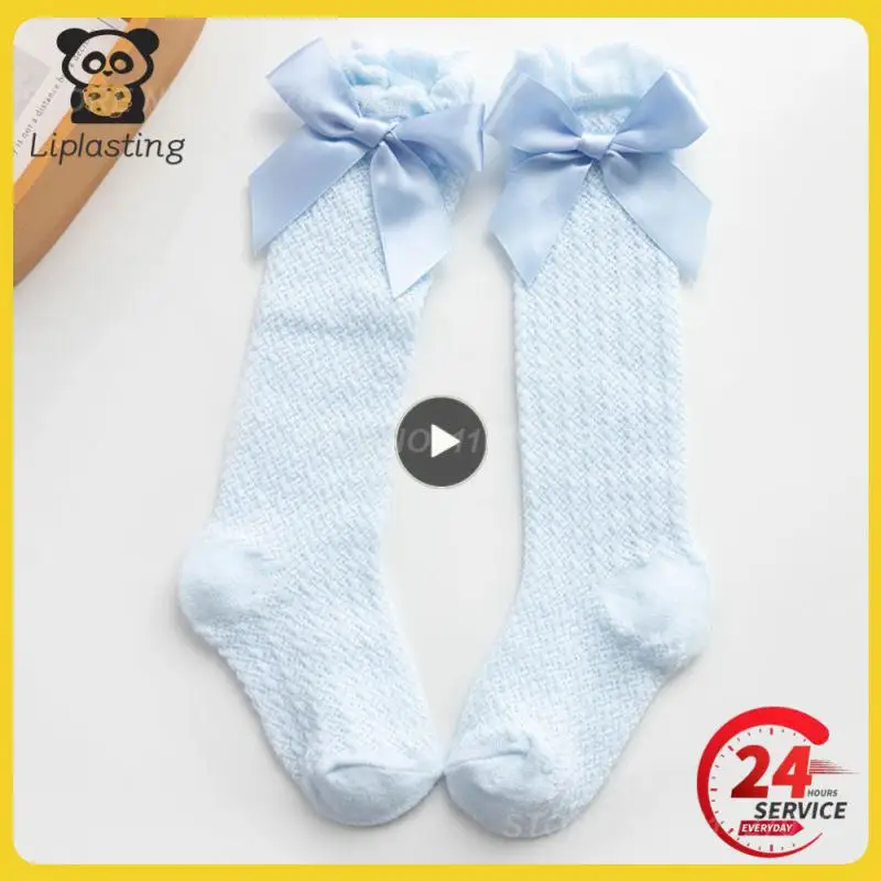 

1~10PCS Baby Bow Knee High Socks Spring Summer Breathable Hollow Socks Toddler Infant Mid Tube Bowknot Mosquito Socks Girls