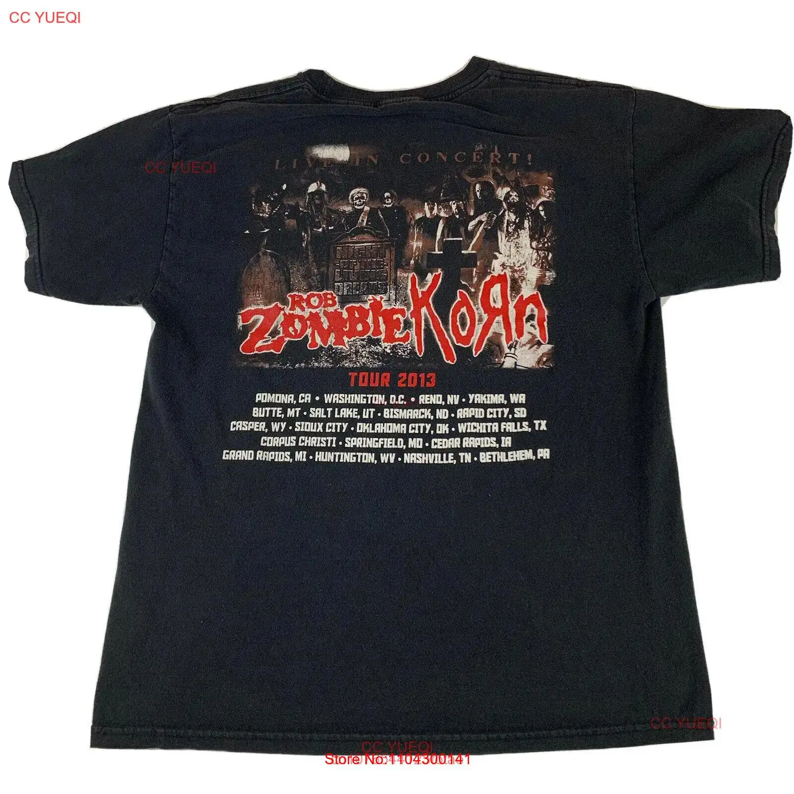 Футболка Rob Zombie Korn подходит для среднего большого размера черная Tour 367 с длинными