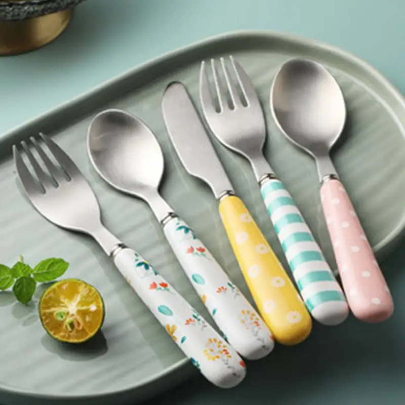 

Ice Cream 304 Stainless Steel Cake Fruit Fork Ceramic Fork Creative Dessert Spoon Kitchen Accessories Cute Spoon Fork Spoon