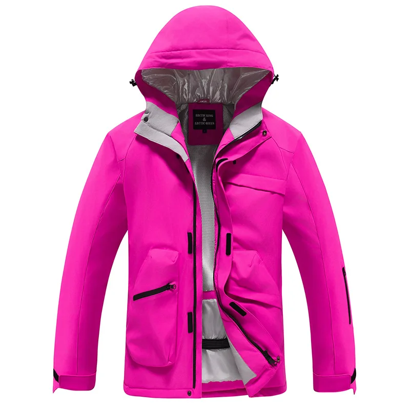 Новинка 2025 зимние теплые однотонные лыжные куртки с капюшоном
