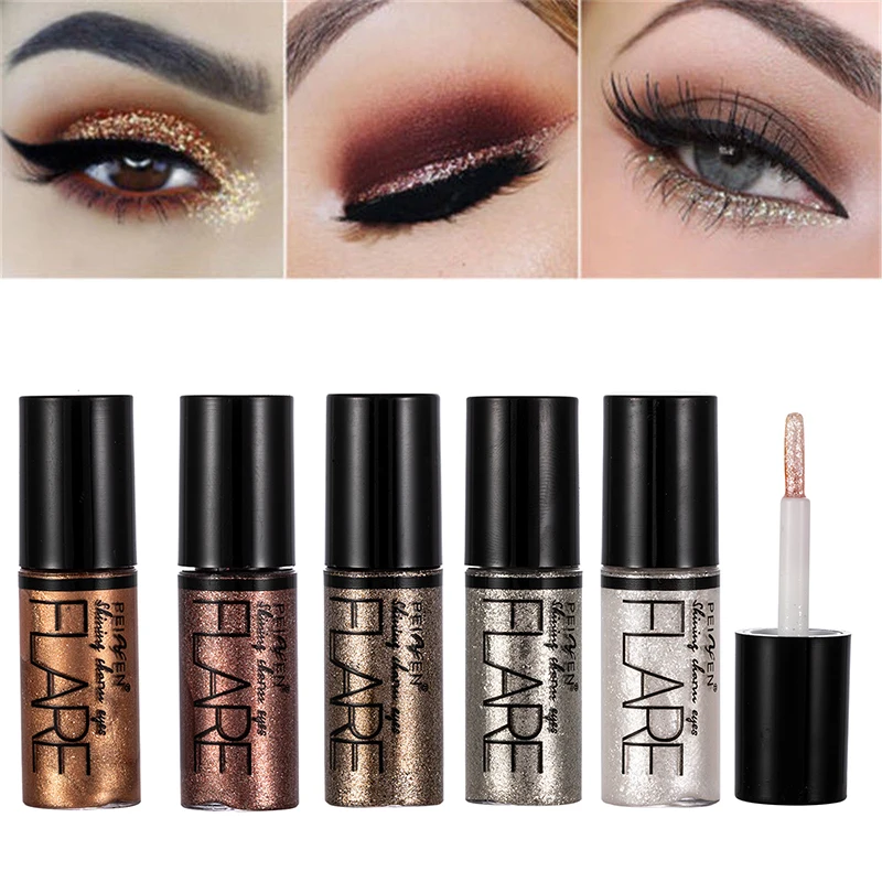 5 Color Metallic Shiny Eyeshadow Glitter Liquid Eyeliner Makeup Eye Liner Pen-Waterproof Makeup Pigment Eyeshadow 1PC