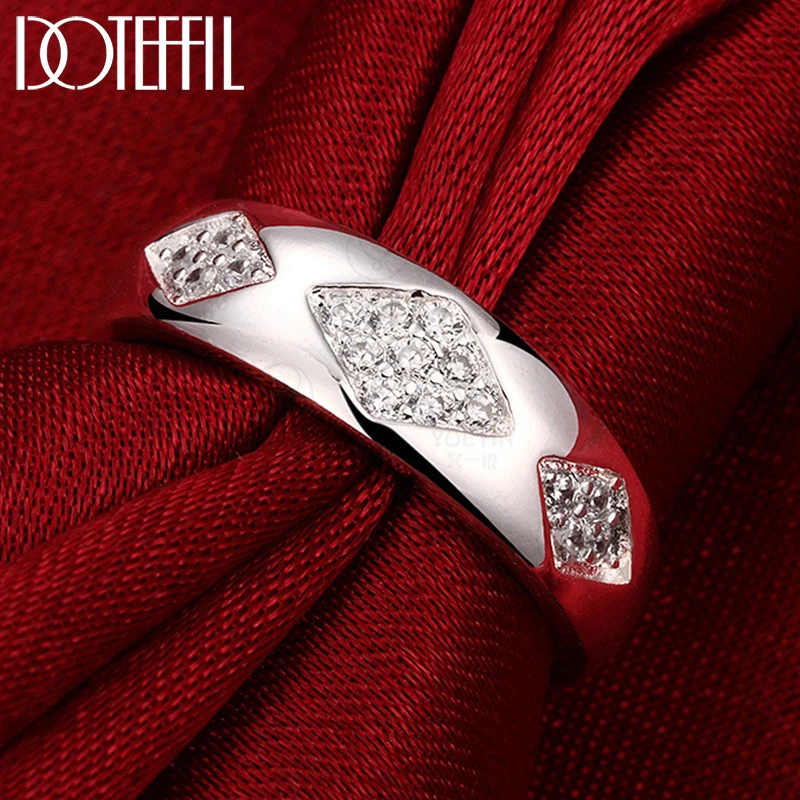 

DOTEFFIL 925 Sterling Silver AAAAA Three Zircon Ring For Woman Fashion Wedding Engagement Party Gift Charm Jewelry