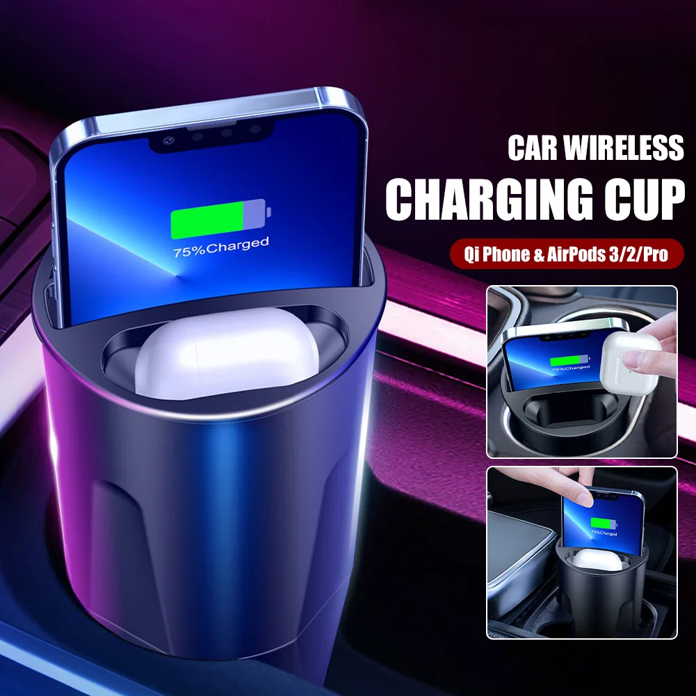 

15W Fast Wireless Car Charger Cup for Samsung S21 S2Fe/Note10 Plus 10W Qi Wireless Charging Car Cup for iPhone 13 12 Pro 11