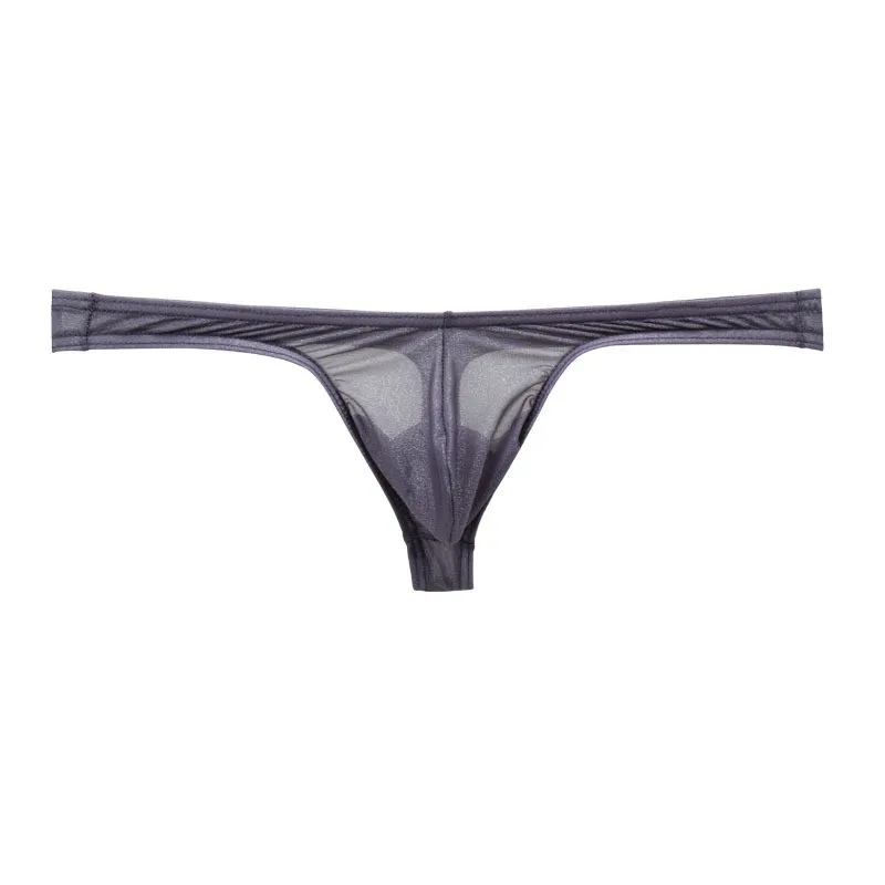 5PCS Men's Sexy Thongs Underwear See-through Ice Silk Thong G-string Mesh Stretchy Seamless Transparent Ultra-Thin Underpants