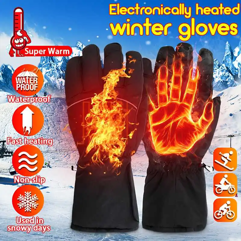 

2PCS USB Winter Electric Heated Thermostatic Gloves Warm Waterproof Gloves Windproof Windproof Motorcycle Heated Gloves