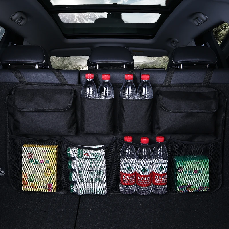

Car Trunk Organizer Adjustable Backseat Storage Bag Net High Capacity Multi-use Oxford Automobile Seat Back Organizers Universal