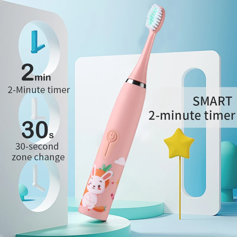 Children's Electric Toothbrush Cartoon Pattern for Kids with Replace The Tooth Brush Head Ultrasonic Electric Toothbrush