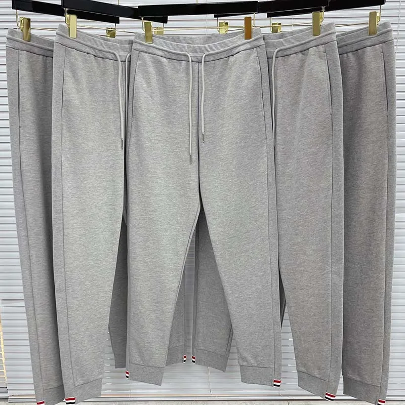 23SS TB THOM Sweatpants Men Spring Autumn Pure Cotton Casual Sports Trousers Soild Grey Jogger Couple Track Pants