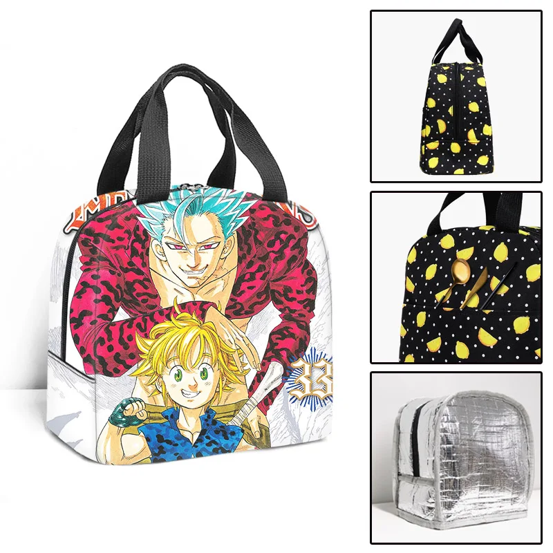 New The Seven Deadly Sins Print Student School Insulated Lunch Bag Thermal Cooler Tote Food Picnic Bags Teenager Work Lunch Bag