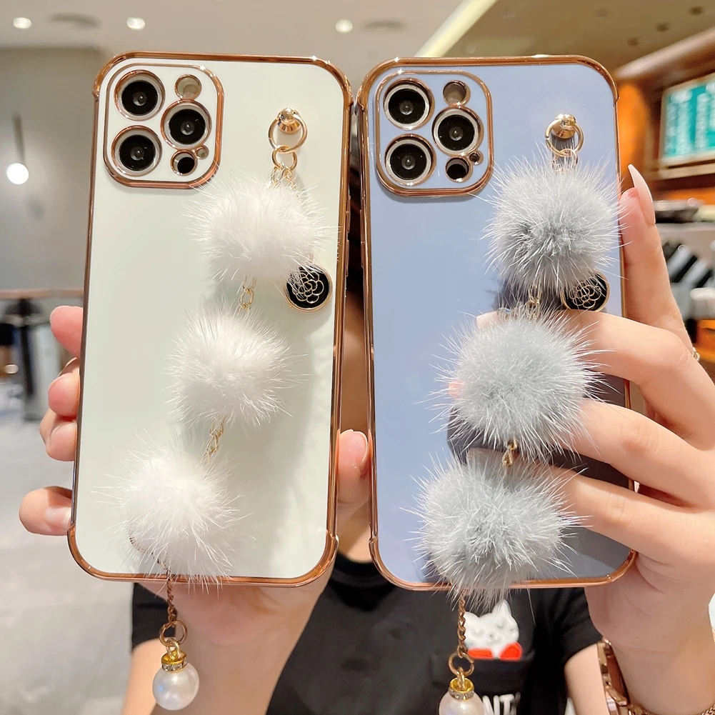 Мягкий чехол для телефона с браслетом-цепочкой iPhone 12 13 11 Pro Max 7 8 Plus SE 2020 Mini Xr X Xs