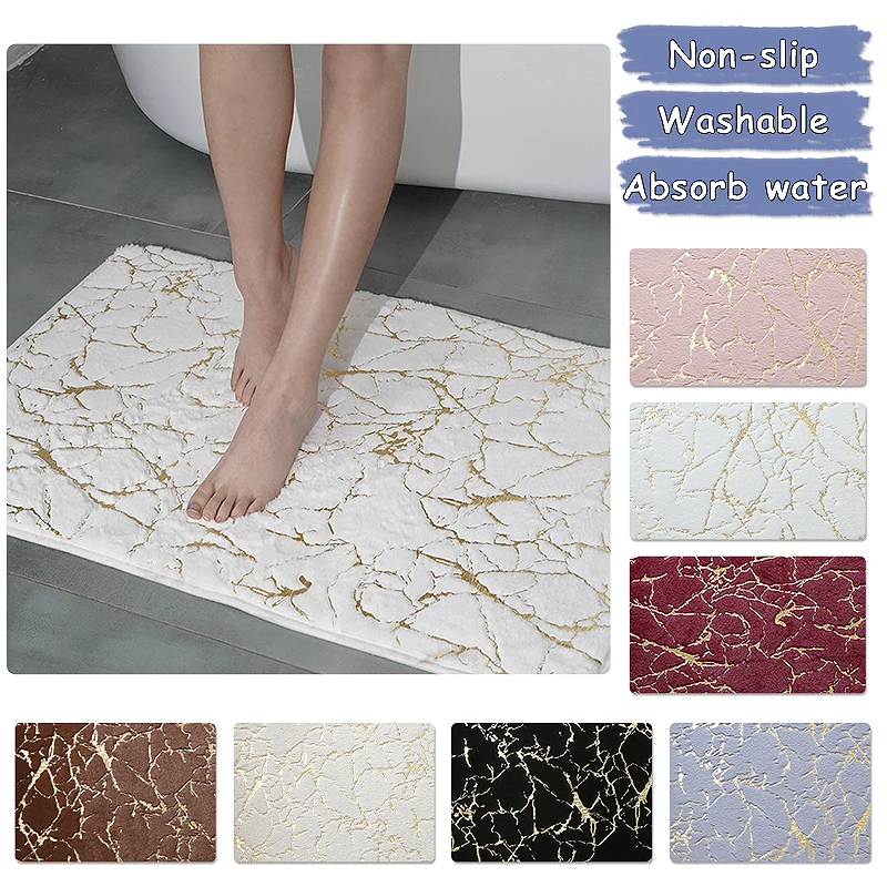 

Bath Mat Modern Living Room Mats Area Small Rug Washable Bedroom Bathroom Rectangle Non Slip Toilet Floor Faux Rabbit Mats