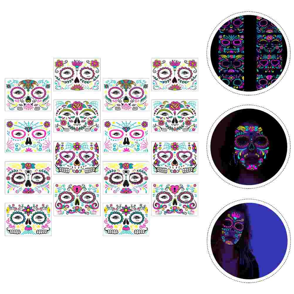

16 Sheets Face Stickers Temporary Fluorescent Facial Decorative Sticker