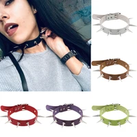goth 3cm sharp rivets spiked charms pendant neck strap men kpop necklaces for women gothic collar torques neck jewelry wholesale