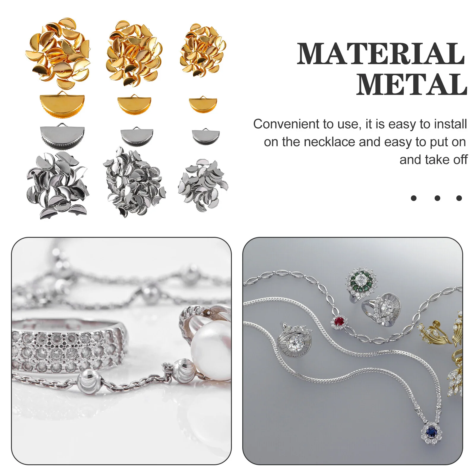 300 Pcs Fastener Clasps Jewelry Making Beaded Necklace Connectors Ends Alloy Accessories