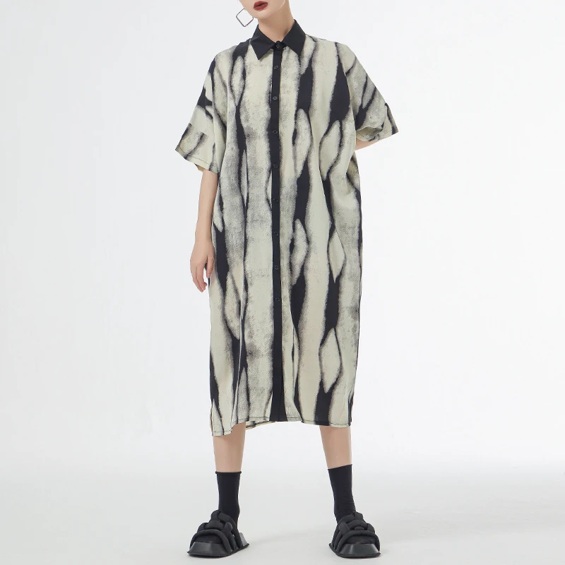 

SuperAen женское платье с отворотным воротником 2023 летнее Новое Свободное длинное платье в стиле ретро в уличном стиле