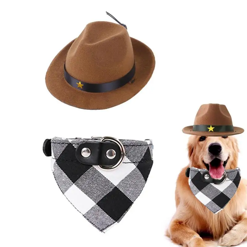 

Dog Cowboy Hat And Scarf West Cowboy Accessories For Puppy West Cowboy Accessories Clothes Set For Cosplay Parties Carnival