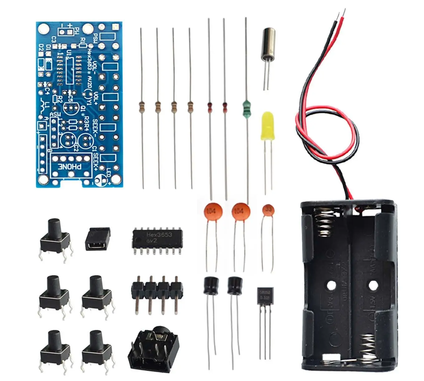 Wireless Stereo FM Radio Receiver Module PCB 76MHz-108MHz DC 1.8V-3.6V DIY Electronic Kit |